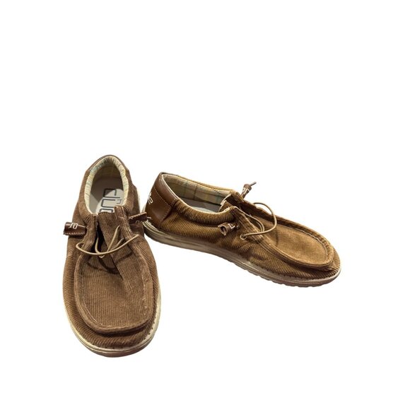 Hey Dude Wally Mens Brown Corduroy Slip-On Casual Shoes Size 8 SKU 8664 - Picture 1 of 11